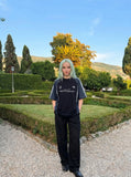 DAXUEN Color-blocked graphic T-shirt with raglan sleeves — model photo
