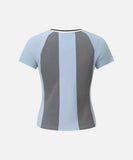 DAXUEN Women's fitted color-blocked V-neck t-shirt