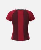 DAXUEN Women's fitted color-blocked V-neck t-shirt