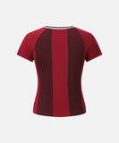DAXUEN Women's fitted color-blocked V-neck t-shirt