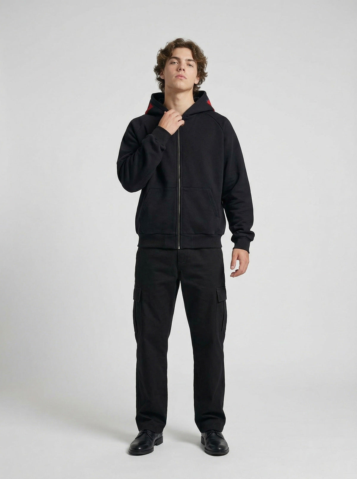 DAXUEN Embroidered hoodie jacket with colorful graphics — model photo