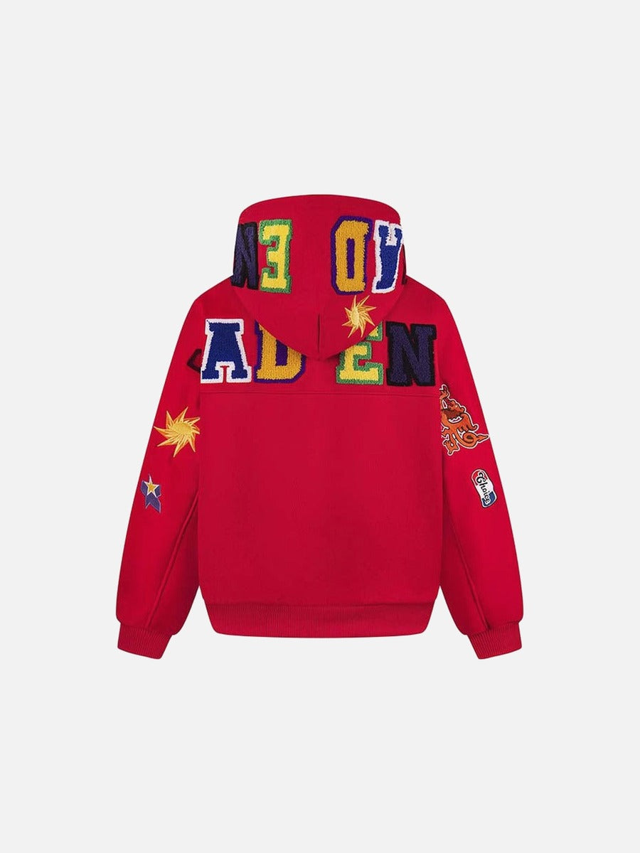DAXUEN Embroidered hoodie jacket with colorful graphics
