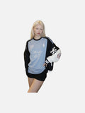 DAXUEN Loose-fit short-sleeved colour-blocked t-shirt — model photo