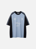 DAXUEN Loose-fit short-sleeved colour-blocked t-shirt