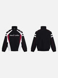 DAXUEN Black and maroon high-collar zip-up track jacket