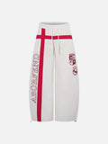 DAXUEN Wide-leg pants with red cross graphic and adjustable drawstrings