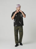 DAXUEN Bold Cuban collar button-up shirt with cross graphics — model photo