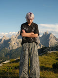 DAXUEN Bold Cuban collar button-up shirt with cross graphics — model photo