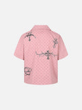 DAXUEN Bold Cuban collar button-up shirt with cross graphics