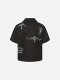 DAXUEN Bold Cuban collar button-up shirt with cross graphics