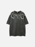 DAXUEN Oversized short-sleeved crew neck T-shirt with snake graphic