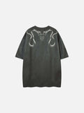 DAXUEN Oversized short-sleeved crew neck T-shirt with snake graphic