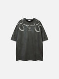 DAXUEN Oversized short-sleeved crew neck T-shirt with snake graphic