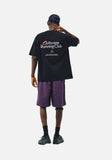 DAXUEN black oversized bold-emblem back print tee