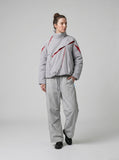 DAXUEN black wide-leg trousers with bold emblem — model photo