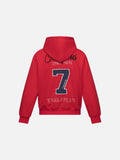DAXUEN solid red full-zip embroidered crest hoodie