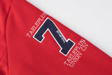 DAXUEN solid red full-zip embroidered crest hoodie