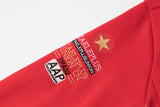 DAXUEN solid red full-zip embroidered crest hoodie