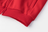DAXUEN solid red full-zip embroidered crest hoodie
