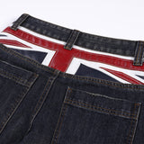 DAXUEN dark blue faded wide-leg flag panel denim jeans