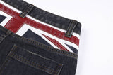 DAXUEN dark blue faded wide-leg flag panel denim jeans
