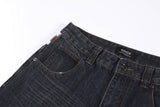 DAXUEN dark blue faded wide-leg flag panel denim jeans
