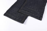 DAXUEN dark blue faded wide-leg flag panel denim jeans