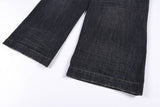 DAXUEN dark blue faded wide-leg flag panel denim jeans