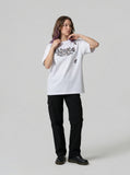 DAXUEN Short-sleeved embroidered T-shirt in black and white — model photo