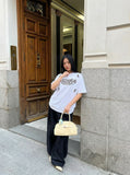 DAXUEN Short-sleeved embroidered T-shirt in black and white — model photo