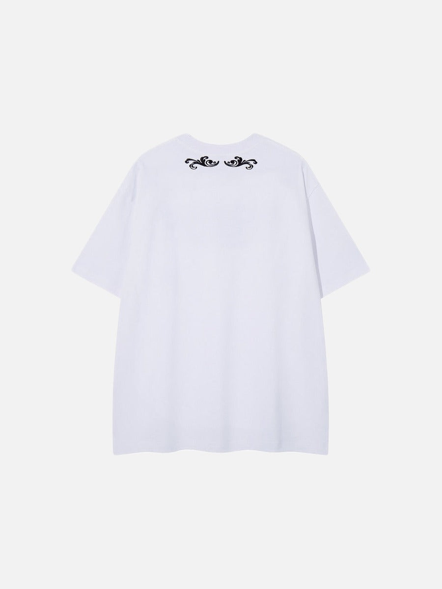 DAXUEN Short-sleeved embroidered T-shirt in black and white