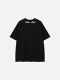 DAXUEN Short-sleeved embroidered T-shirt in black and white