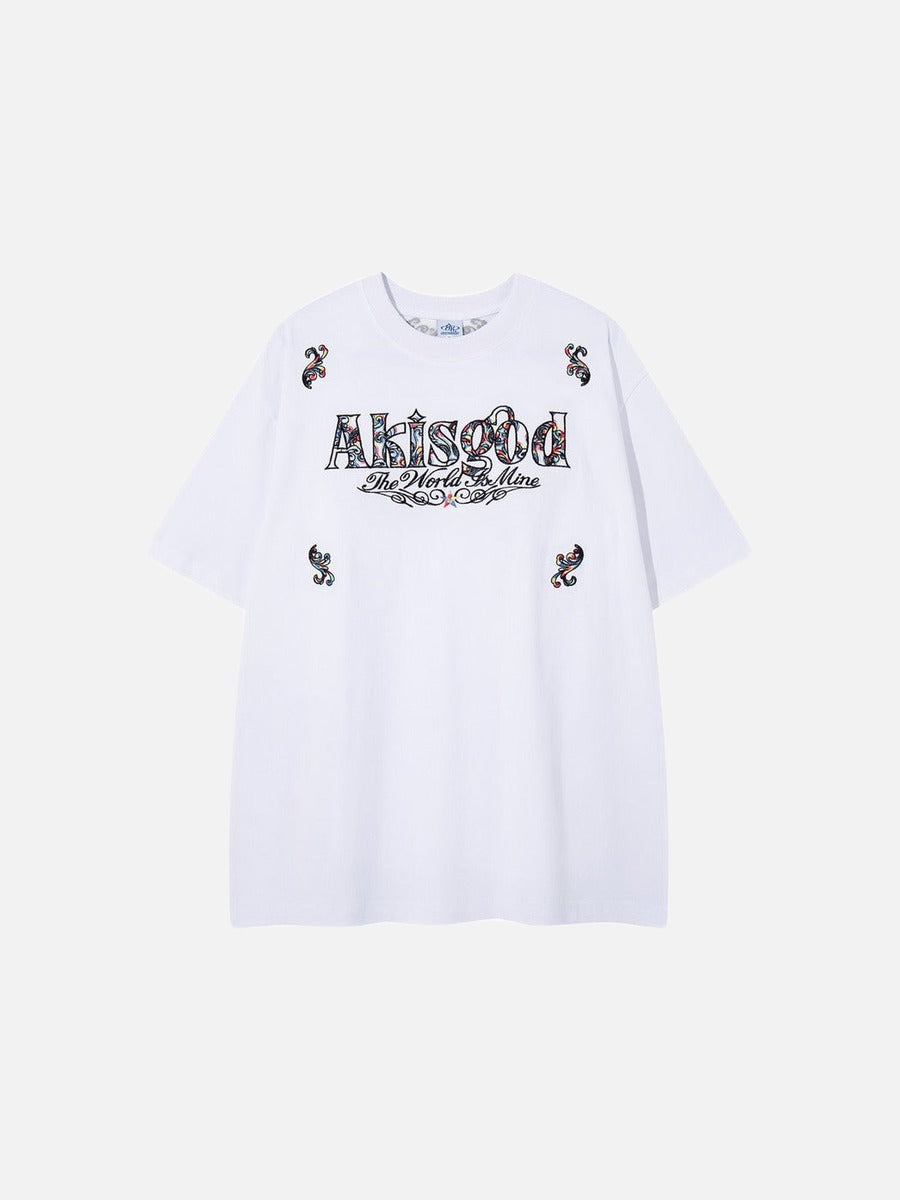 DAXUEN Short-sleeved embroidered T-shirt in black and white