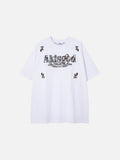 DAXUEN Short-sleeved embroidered T-shirt in black and white