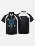 DAXUEN white and navy blue bold geometric graphic football jersey