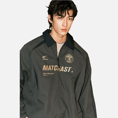 DAXUEN charcoal grey zip jacket with gold text