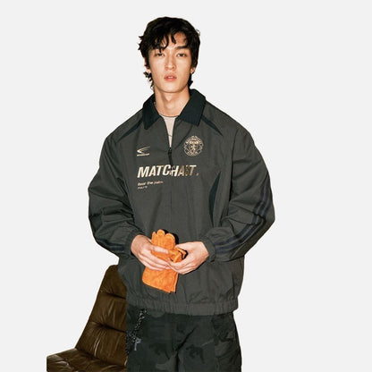 DAXUEN charcoal grey zip jacket with gold text