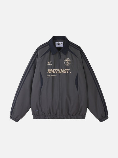 DAXUEN charcoal grey zip jacket with gold text