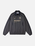 DAXUEN charcoal grey zip jacket with gold text