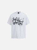 DAXUEN Bold graffiti text short-sleeve T-shirt in black and white