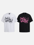 DAXUEN Bold graffiti text short-sleeve T-shirt in black and white
