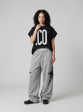 DAXUEN black oversized bold-graphic 33 t-shirt — model photo