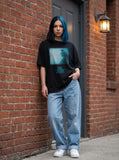 DAXUEN Oversized short-sleeved crew neck t-shirt with graphic print — model photo