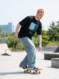 DAXUEN Oversized short-sleeved crew neck t-shirt with graphic print — model photo
