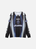 DAXUEN Black long-sleeved oversized jersey top with graphic prints
