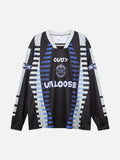 DAXUEN Black long-sleeved oversized jersey top with graphic prints