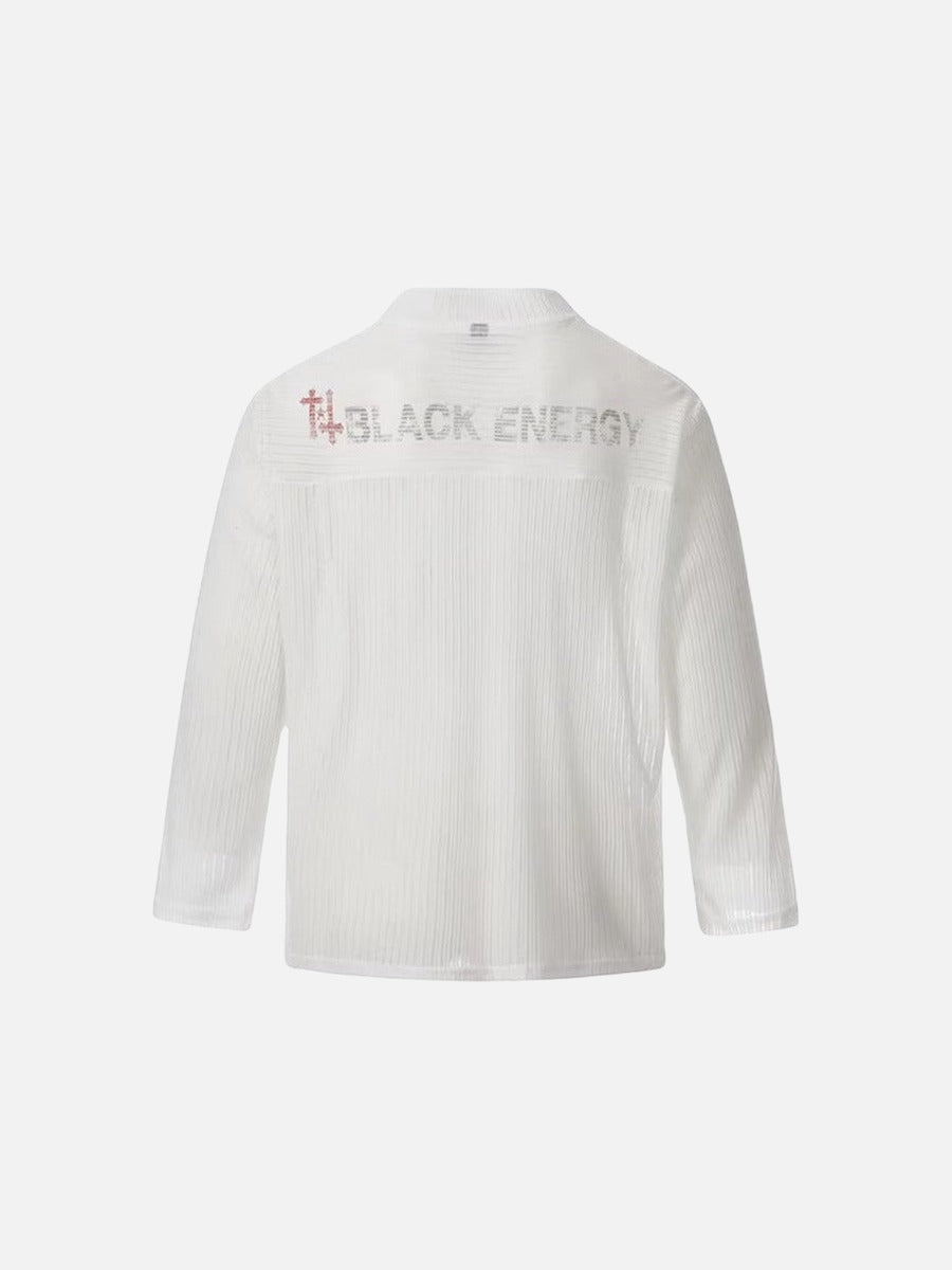 DAXUEN Long-sleeved top with graphic prints and ribbed texture