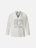 DAXUEN Long-sleeved top with graphic prints and ribbed texture