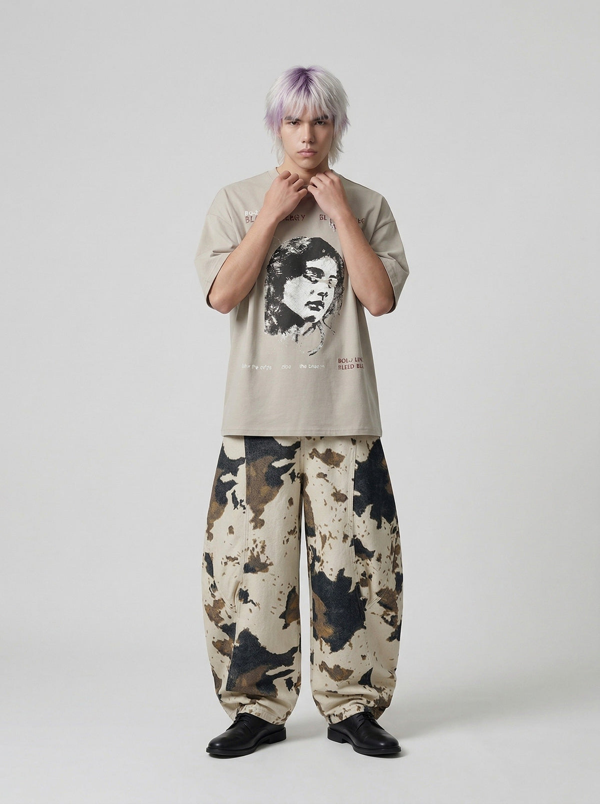 DAXUEN Oversized short-sleeved t-shirt with graphic print — model photo