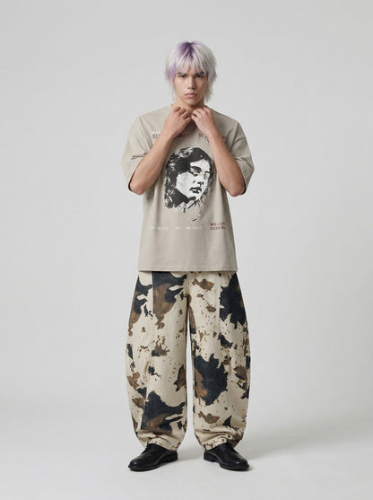 DAXUEN Oversized short-sleeved t-shirt with graphic print — model photo